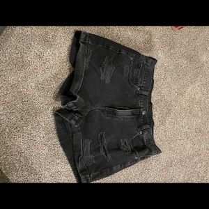 American eagle high rise ripped mom jean shorts